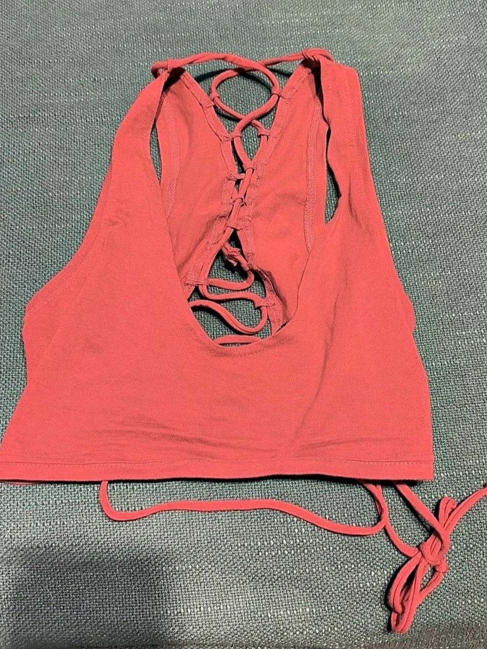 Zhen Nymph Lace-Up Crop Top in Deep Red Bohemian Festival